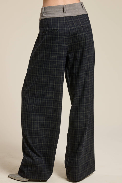 Plaid Trousers with Waistband
