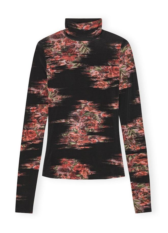 Printed Shiny Jersey Turtleneck
