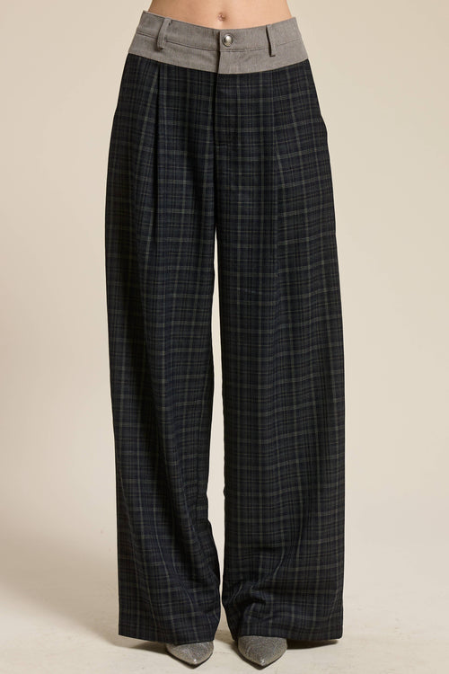 Plaid Trousers with Waistband