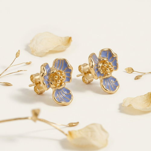 Floral Studs – Blue Petal