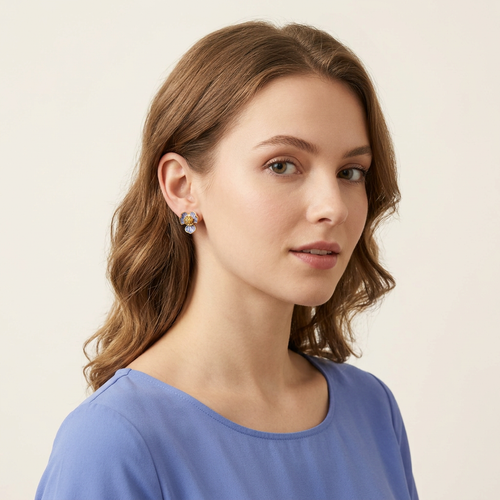 Floral Studs – Blue Petal
