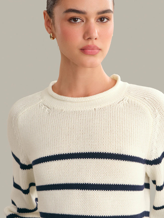 Coral Striped Pullover