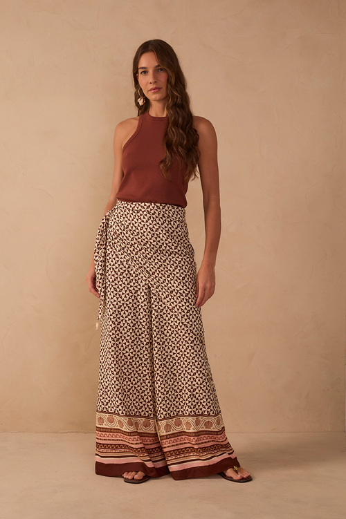 Scarf Wide Leg Pants