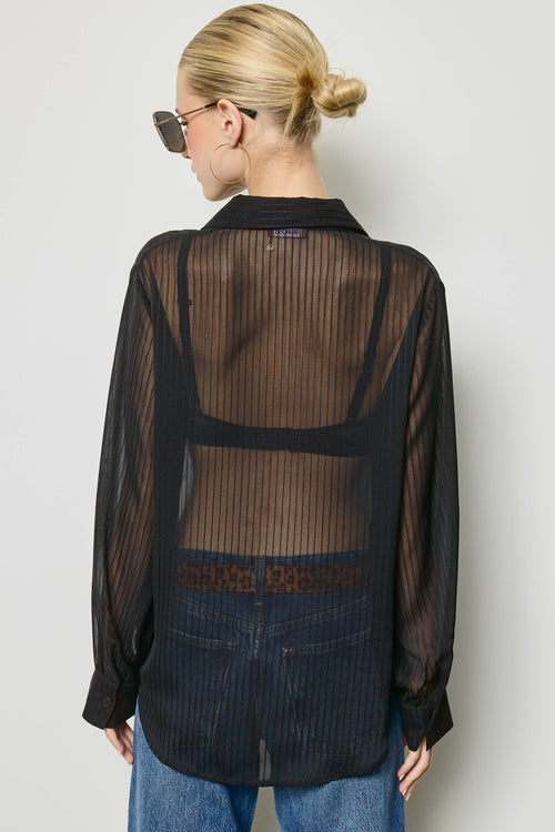 Sheer Stripe Button Down