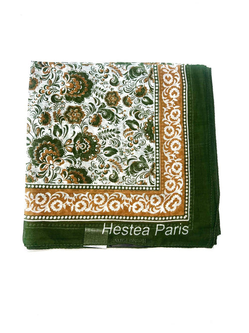 Square Floral Print Scarf-Green