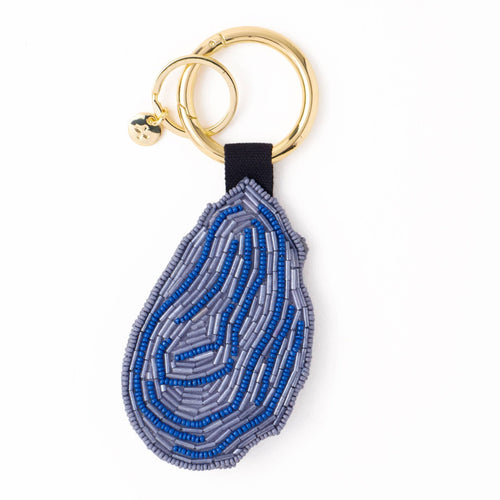 Riley Oyster Beaded Bag Charm Grey