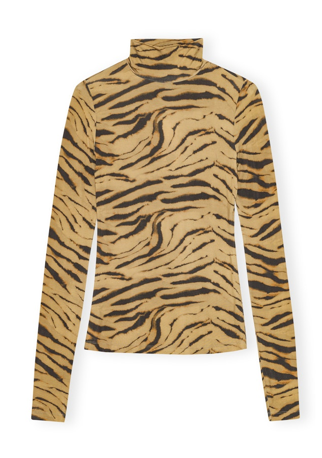 Printed Shiny Jersey Turtleneck