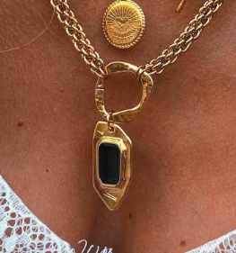 Statement gold charm necklace