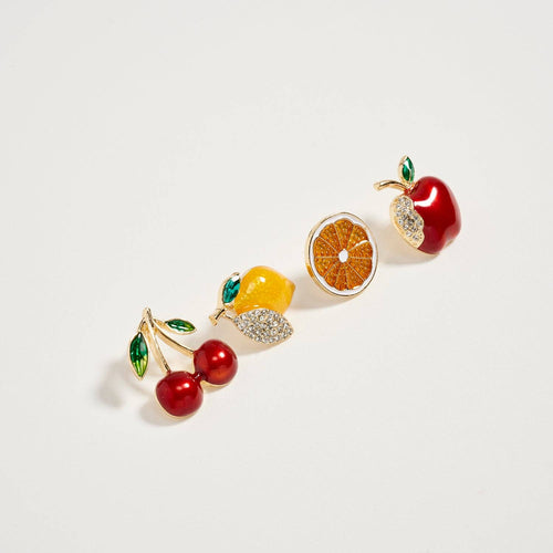 Gold Fruit Brooch Pin Set