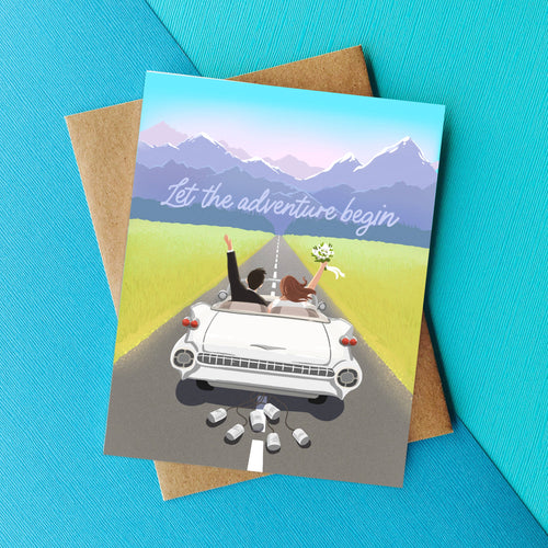 Let the Adventure Begin Wedding Card