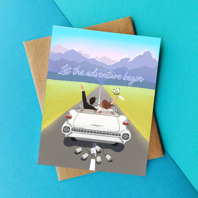 Let the Adventure Begin Wedding Card