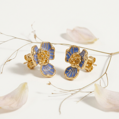 Floral Studs – Blue Petal