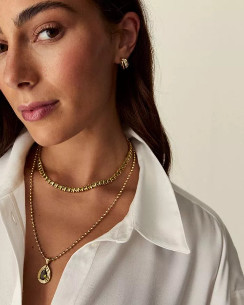 Olive Ridged Tennis Choker