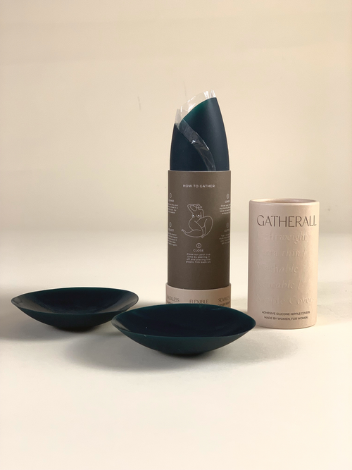 Nipple cover pasties with 'Gatherall' branding on a beige background