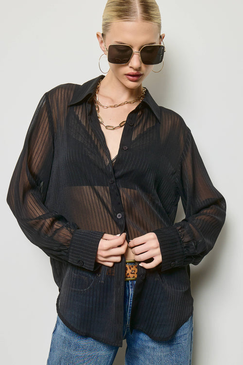 Sheer Stripe Button Down