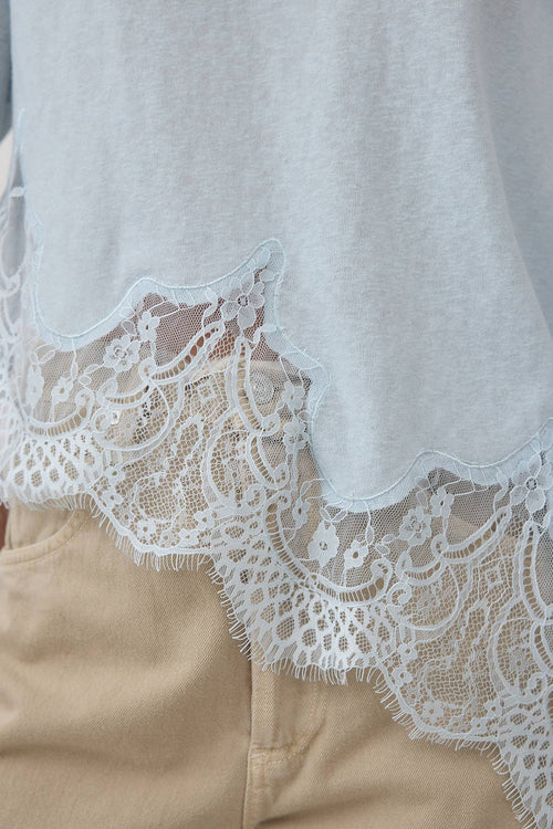 Slub Knit Lace Hem Tee