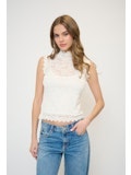 Stella Sleeveless Stretch Lace Turtleneck