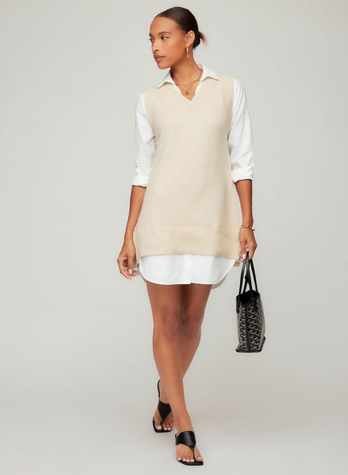 Elora Mixed Media Vest Dress