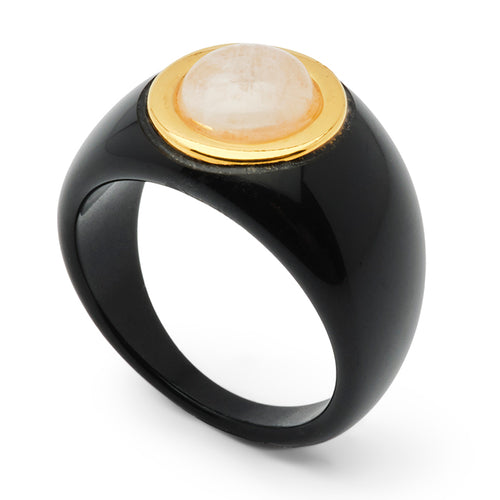 Moonstone Black Resin Ring