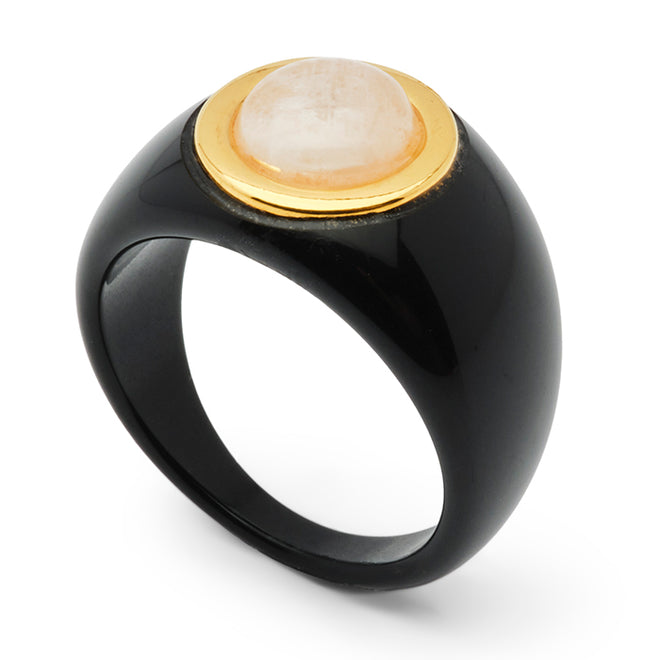 Moonstone Black Resin Ring