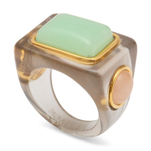 Grey Resin Aquamarine Quartz Ring