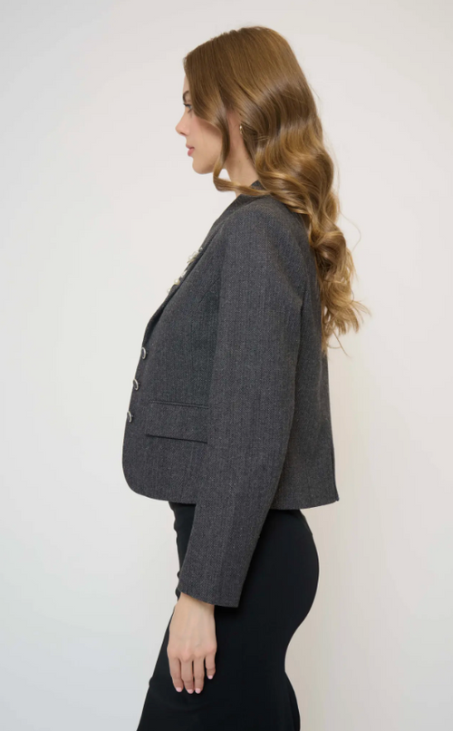Crystal Pins & Chains Cropped Blazer