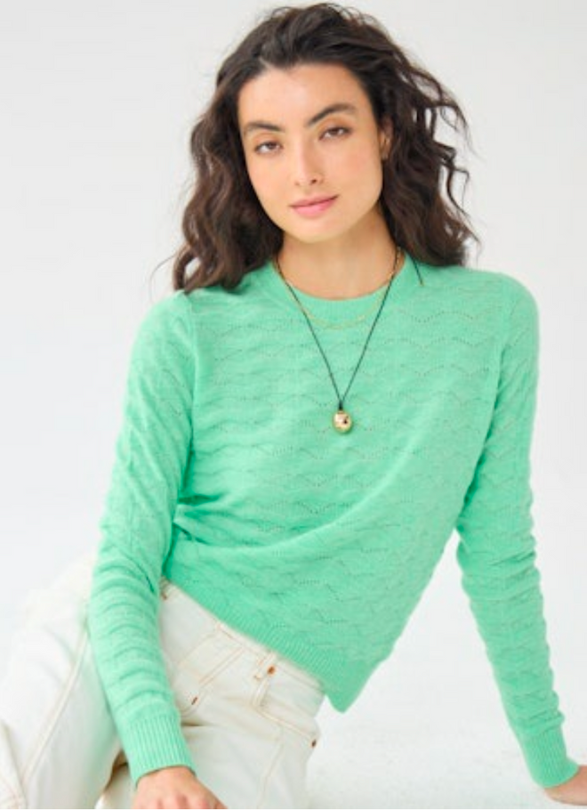 Wavy Pointelle Sweater