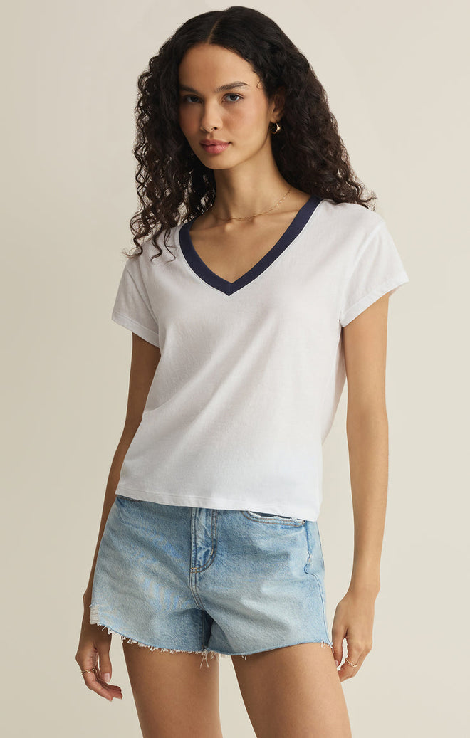 Modern Contrast V-Neck