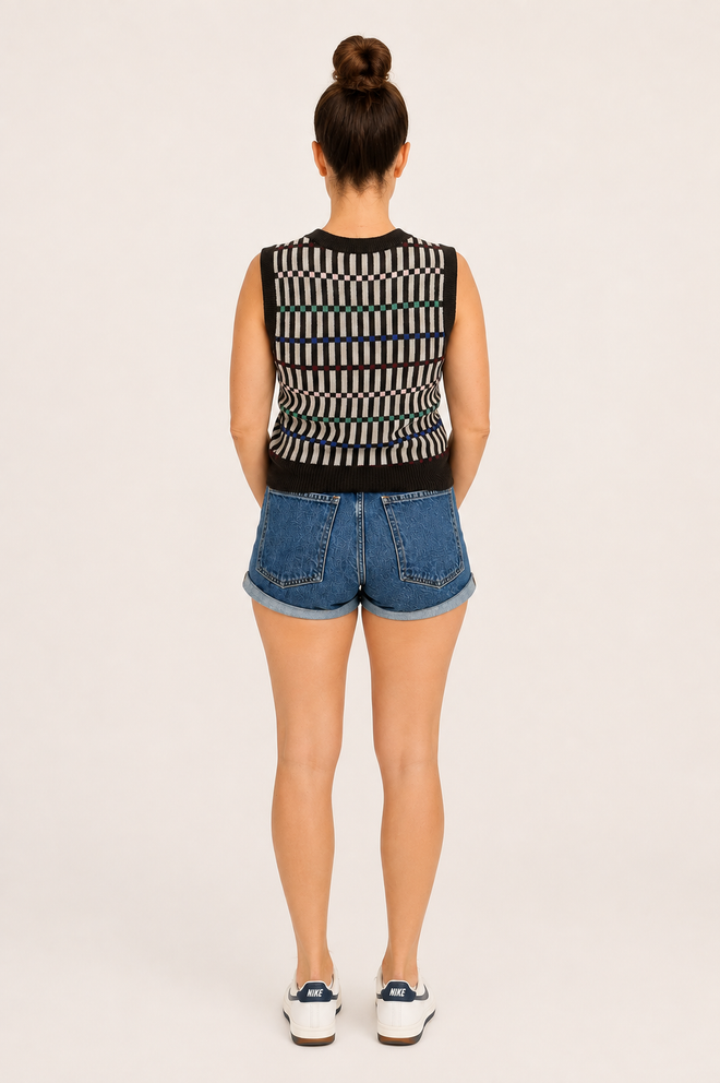 Jacquard V Neck Vest