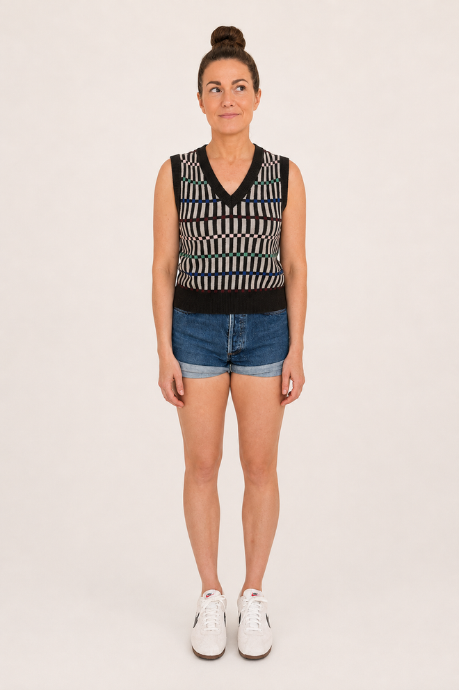 Jacquard V Neck Vest