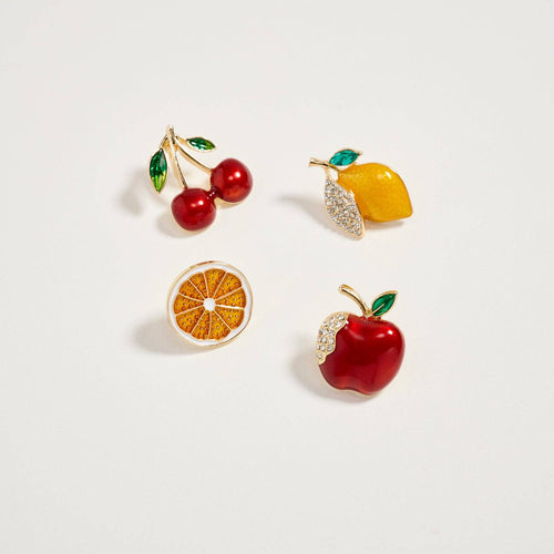 Gold Fruit Brooch Pin Set