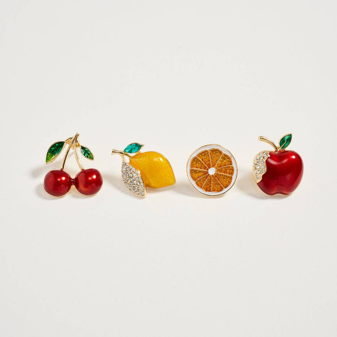 Gold Fruit Brooch Pin Set