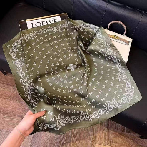 Green Silky Bandana Scarf