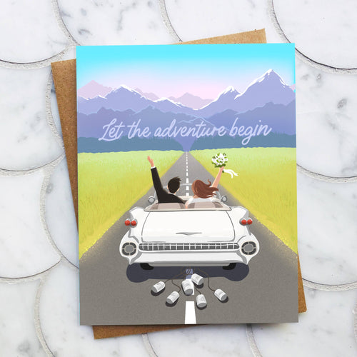 Let the Adventure Begin Wedding Card