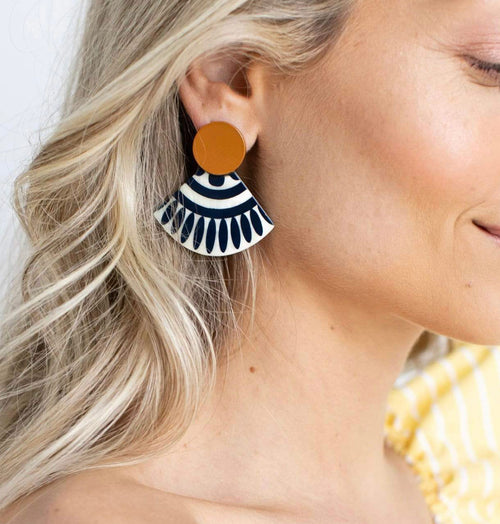 Sunset Navy Tile Earrings