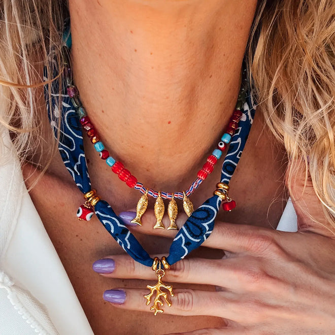 Blue Bandana Nklace