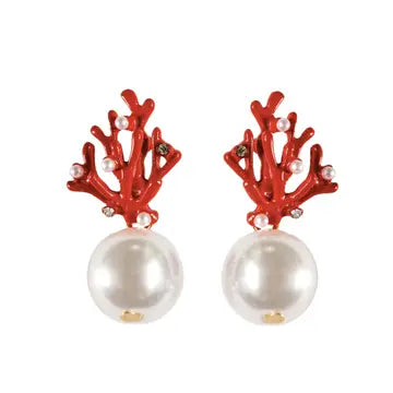 Pearl & Coral Earring