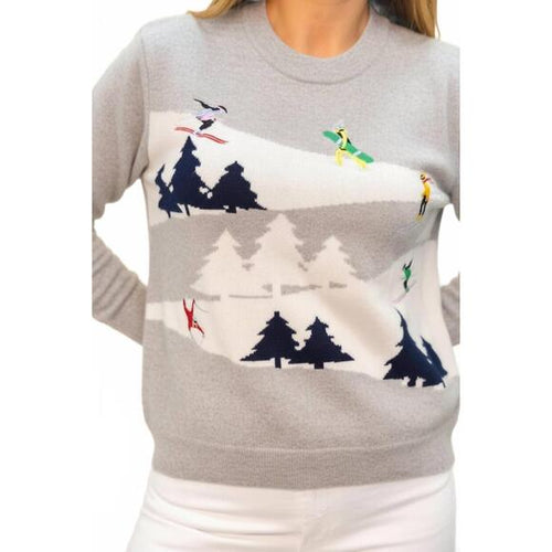Snowscape Skiers Sweater